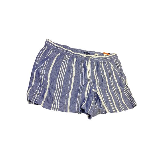 Nautica Women Mid Rise Striped Linen Blend Pull-On Shorts Drawstrings Size XXL - Picture 1 of 5
